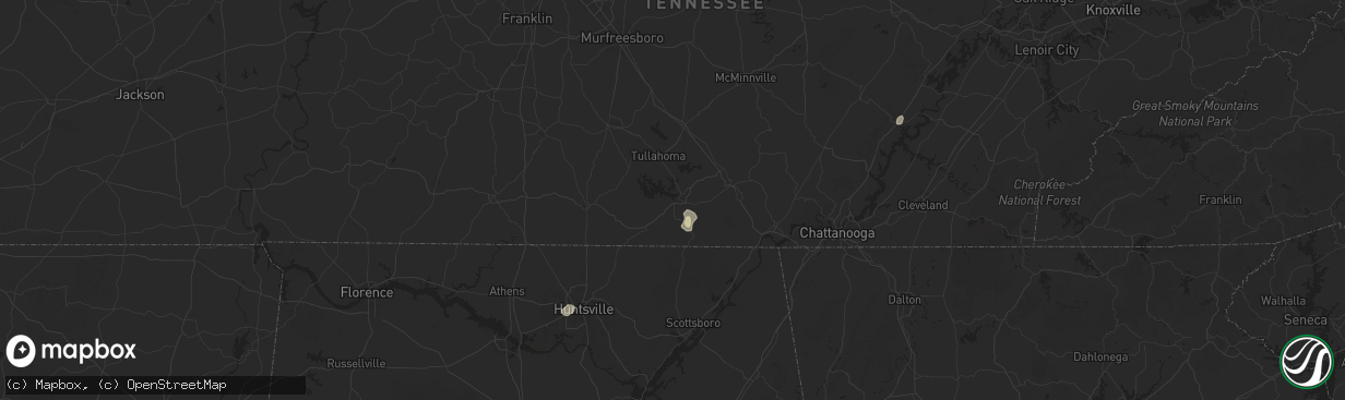 Hail map in Winchester, TN on August 20, 2025