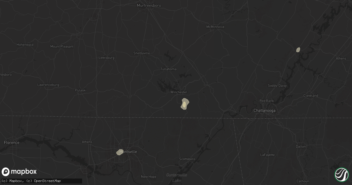 Hail map in Winchester, TN on August 20, 2025