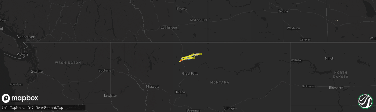 Hail map on August 20, 2025
