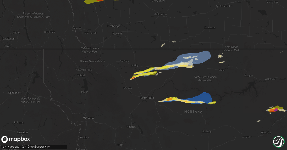 Hail map on August 20, 2025