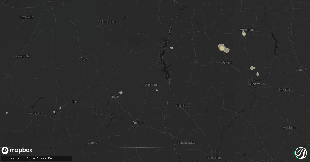Hail map in Abbeville, AL on August 20, 2026