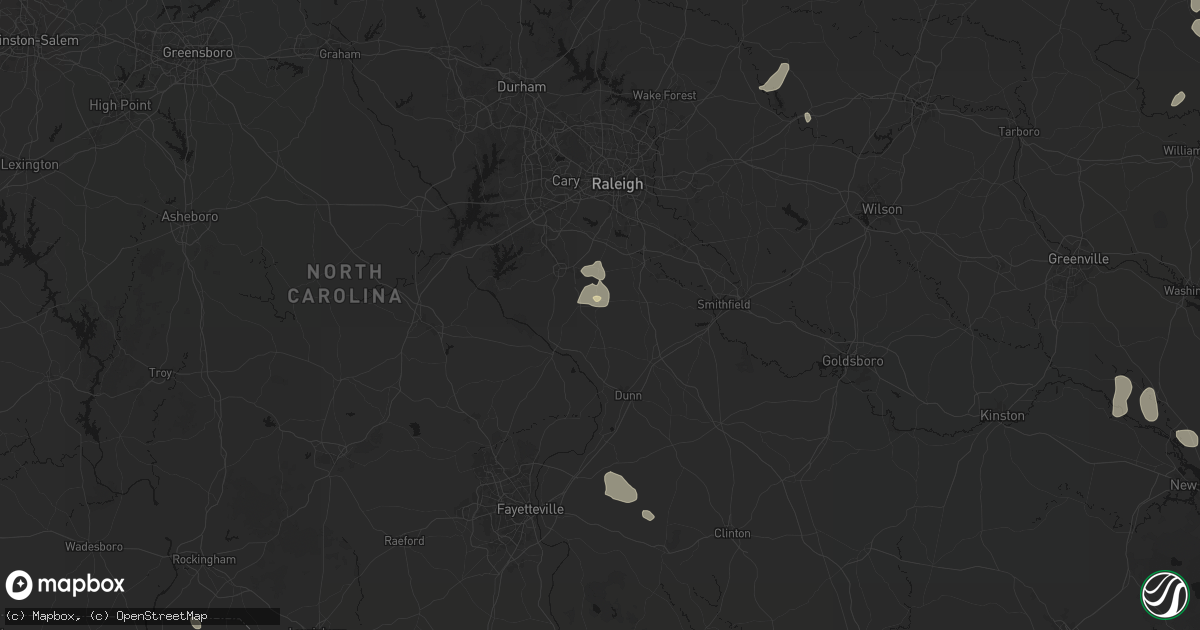Hail map in Angier, NC on August 20, 2026