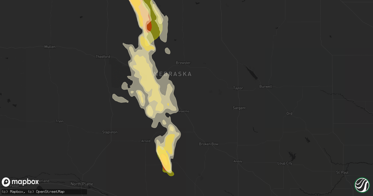 Hail map in Anselmo, NE on August 20, 2026