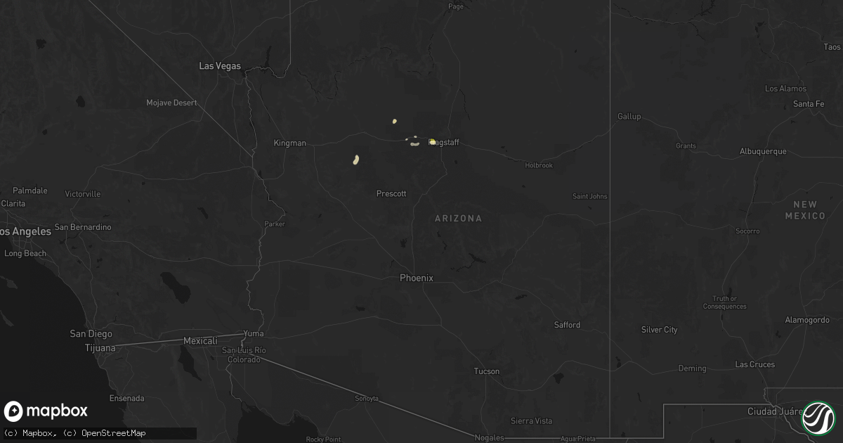 Hail map in Arizona on August 20, 2026
