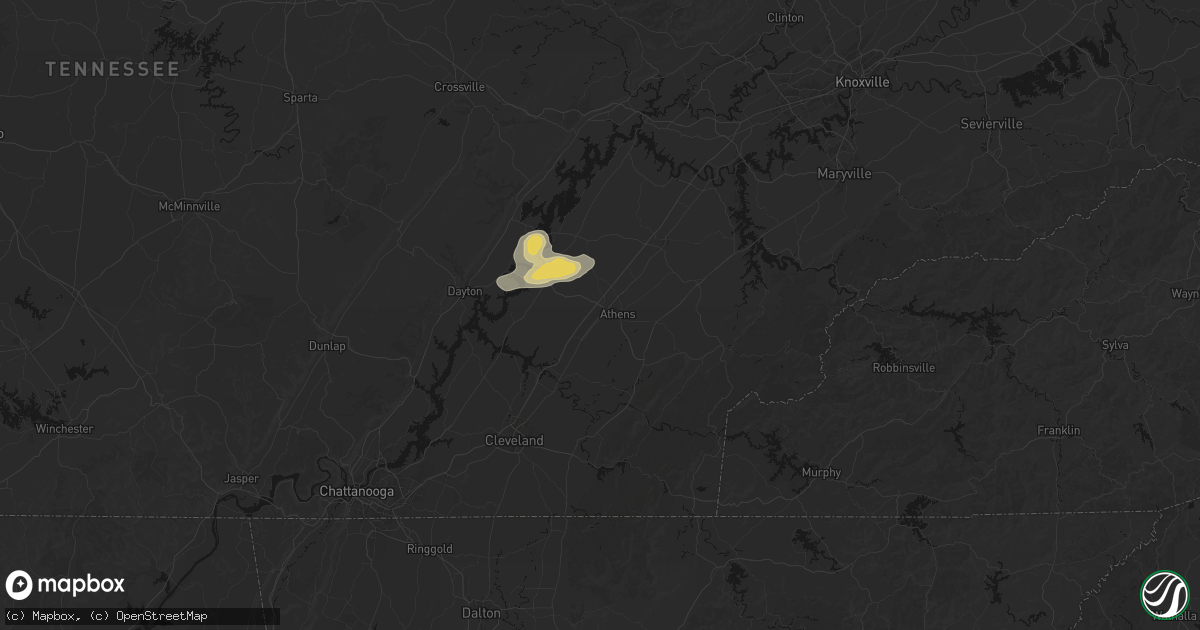 Hail map in Athens, TN on August 20, 2026