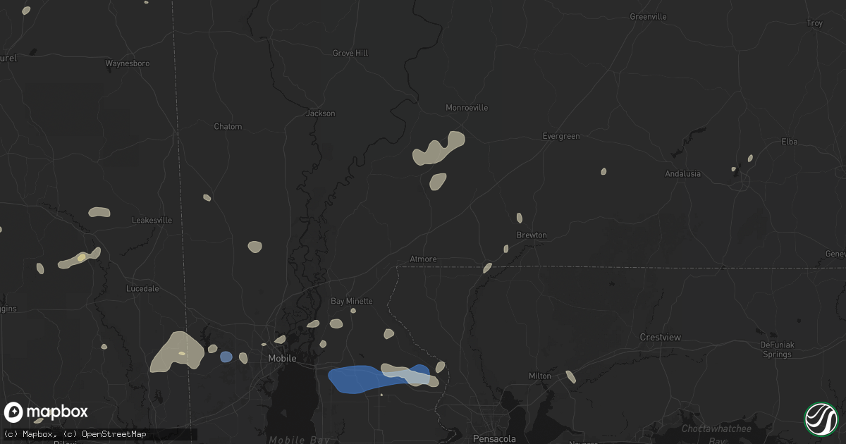 Hail map in Atmore, AL on August 20, 2026