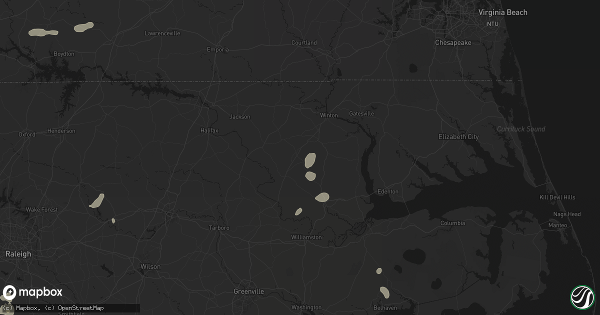 Hail map in Aulander, NC on August 20, 2026