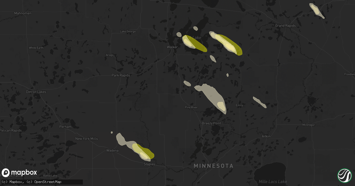 Hail map in Backus, MN on August 20, 2026