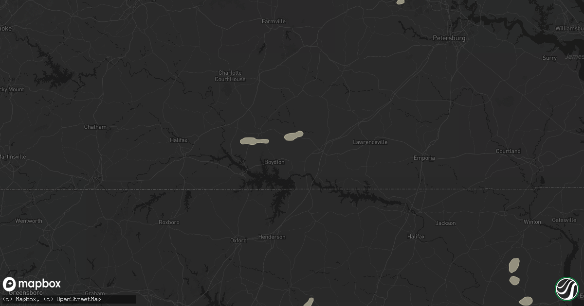 Hail map in Baskerville, VA on August 20, 2026