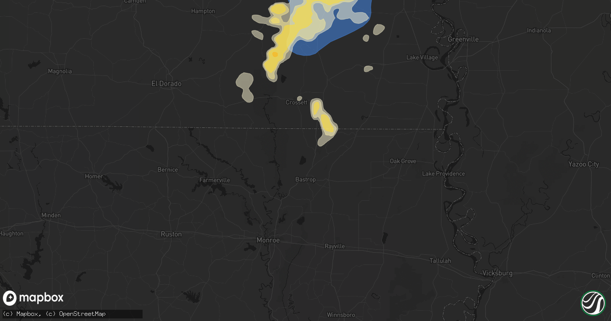 Hail map in Bastrop, LA on August 20, 2026