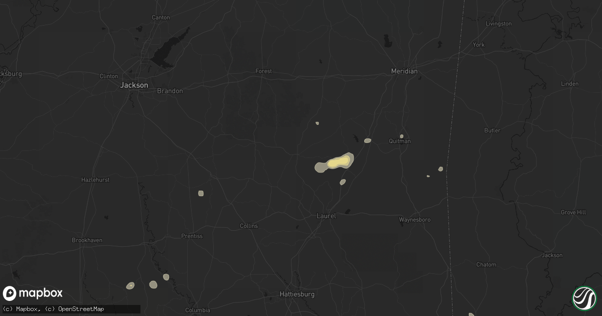Hail map in Bay Springs, MS on August 20, 2026