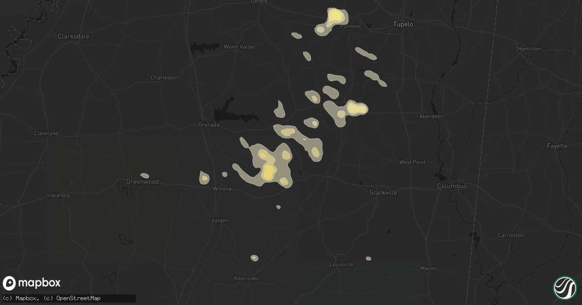 Hail map in Bellefontaine, MS on August 20, 2026