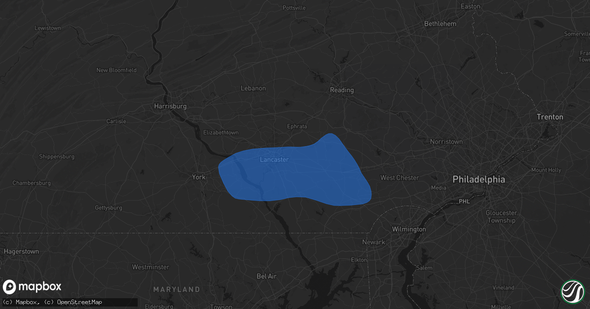 Hail map in Bird In Hand, PA on August 20, 2026