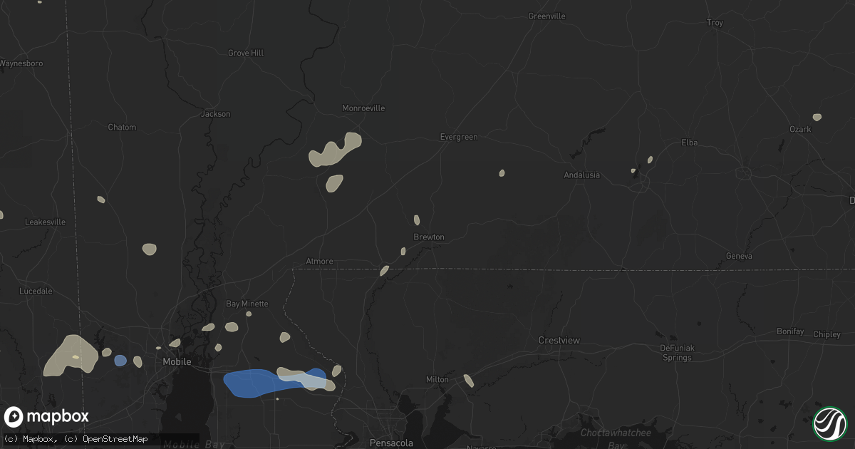 Hail map in Brewton, AL on August 20, 2026