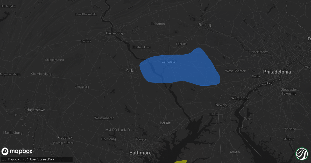 Hail map in Brogue, PA on August 20, 2026