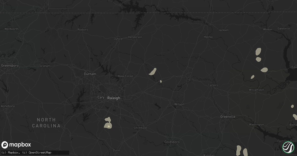 Hail map in Bunn, NC on August 20, 2026