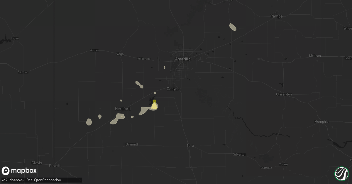 Hail map in Canyon, TX on August 20, 2026