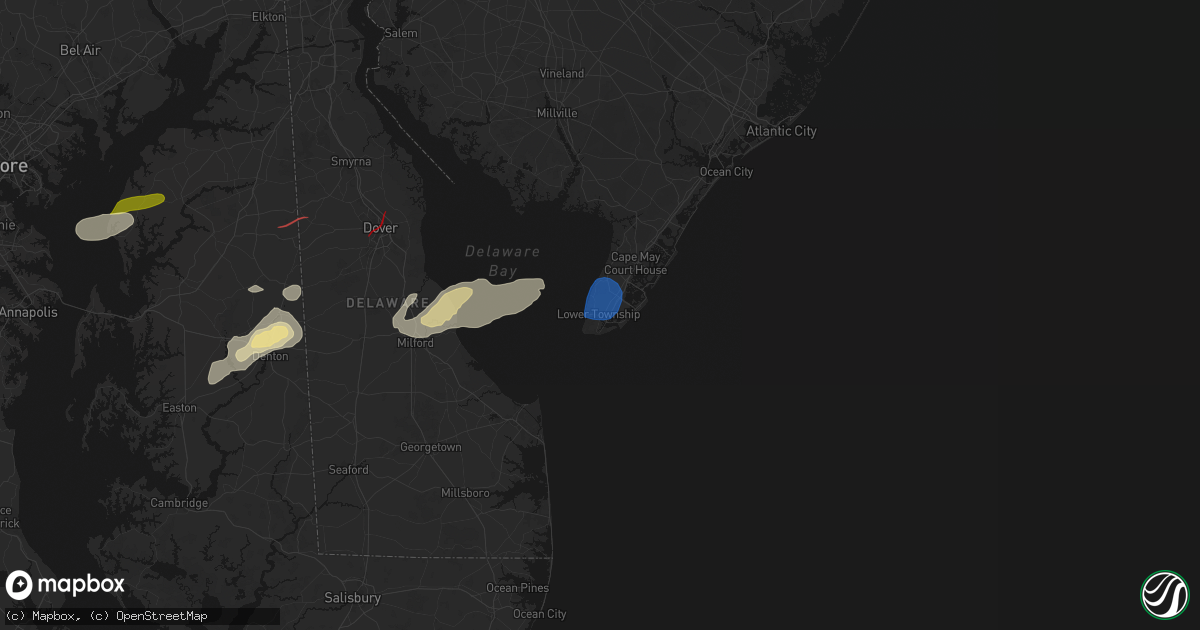 Hail map in Cape May, NJ on August 20, 2026