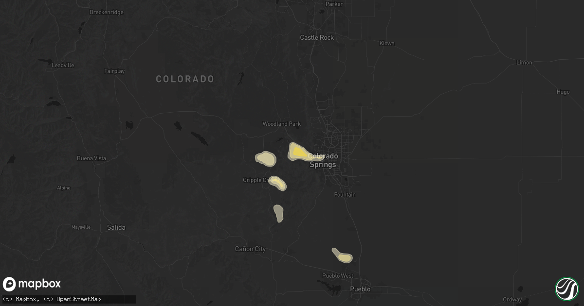 Hail map in Cascade, CO on August 20, 2026