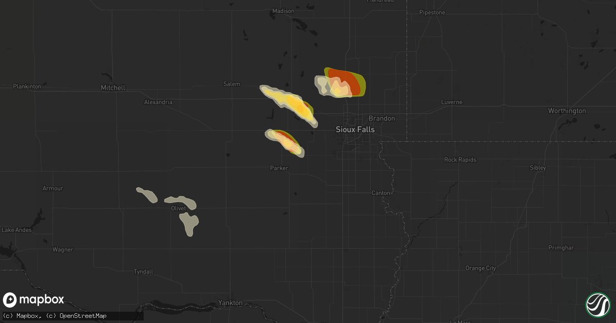 Hail map in Chancellor, SD on August 20, 2026