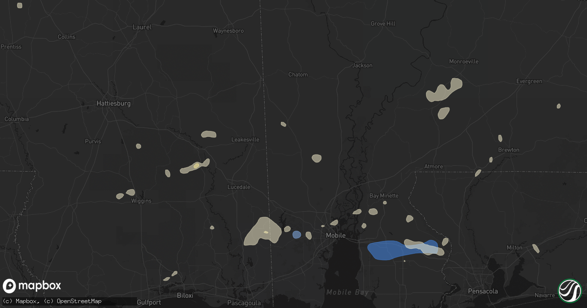 Hail map in Citronelle, AL on August 20, 2026