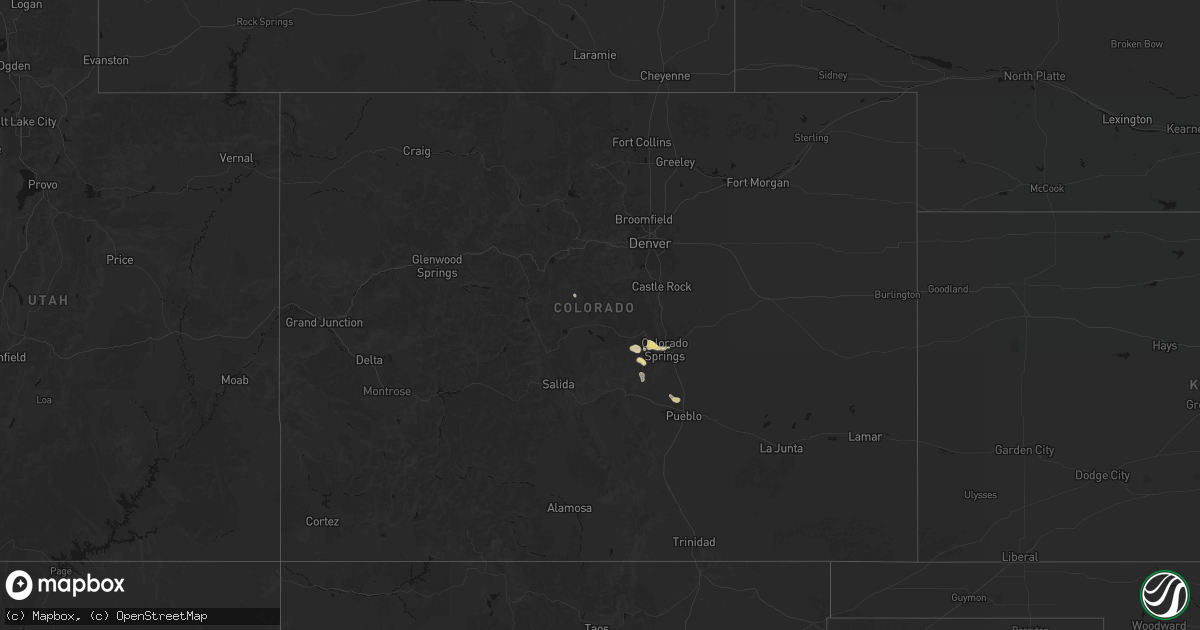 Hail map in Colorado on August 20, 2026