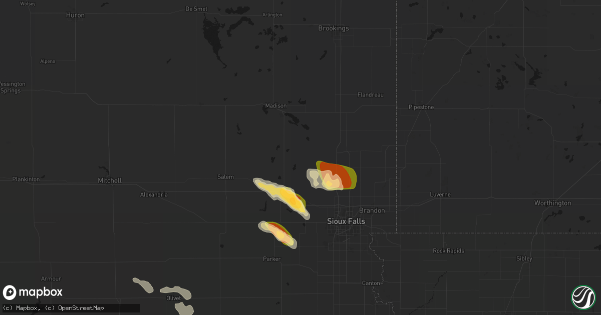 Hail map in Colton, SD on August 20, 2026