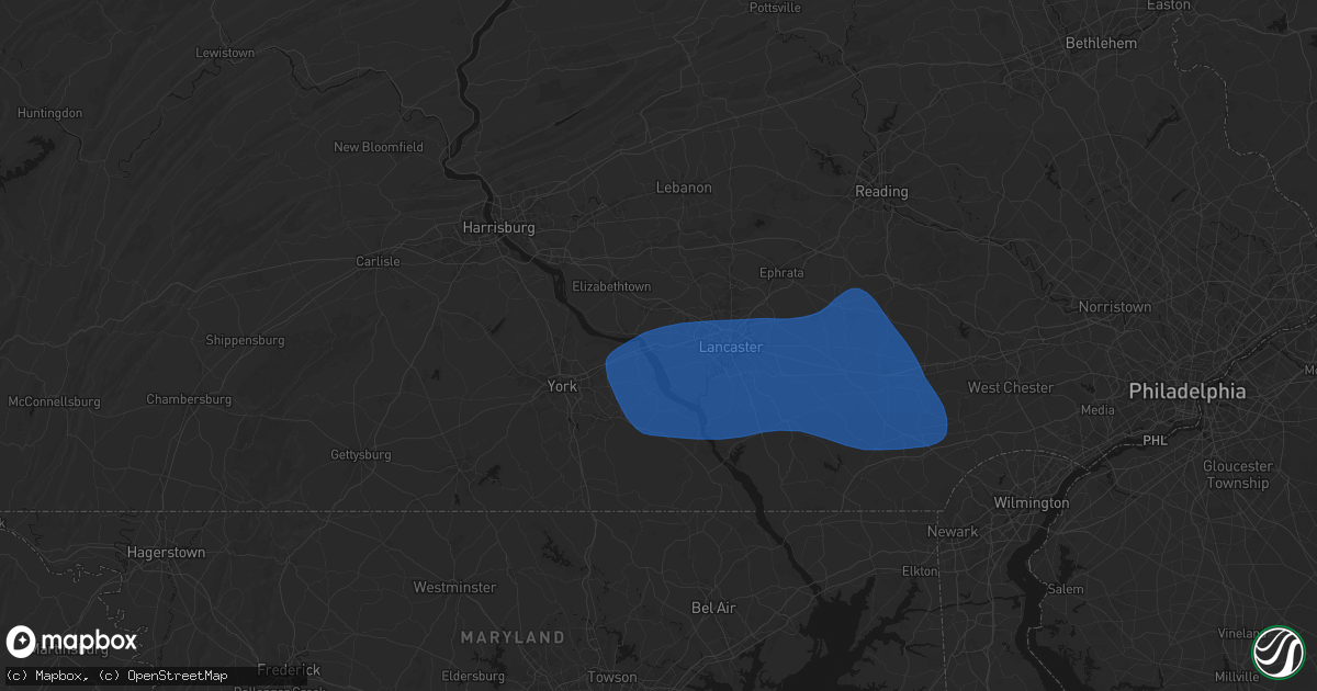 Hail map in Columbia, PA on August 20, 2026