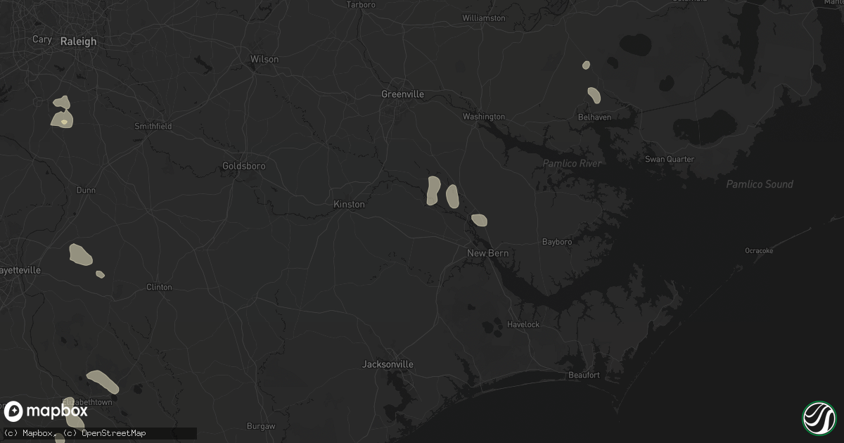Hail map in Cove City, NC on August 20, 2026