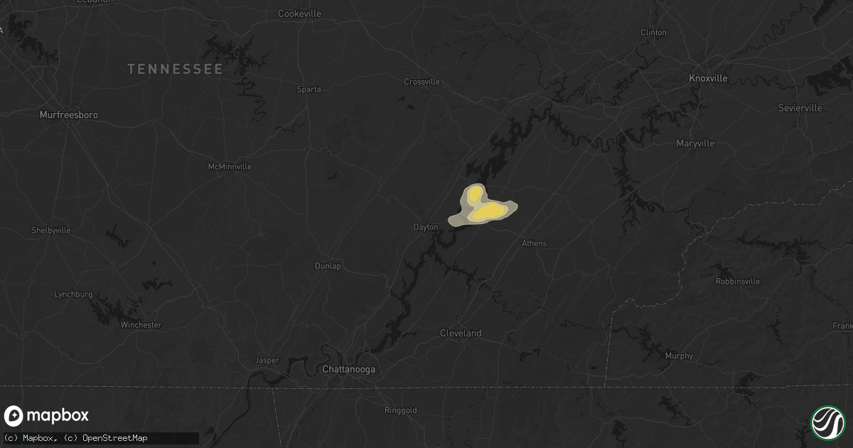 Hail map in Dayton, TN on August 20, 2026