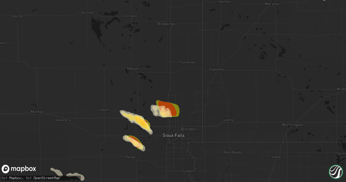 Hail map in Dell Rapids, SD on August 20, 2026