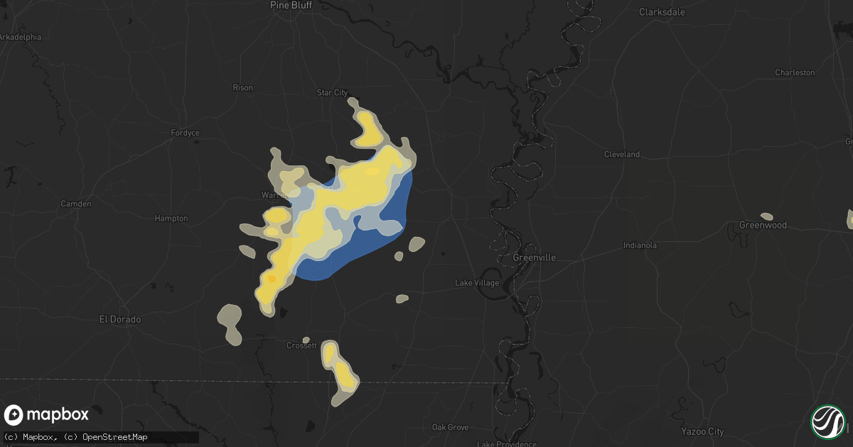 Hail map in Dermott, AR on August 20, 2026