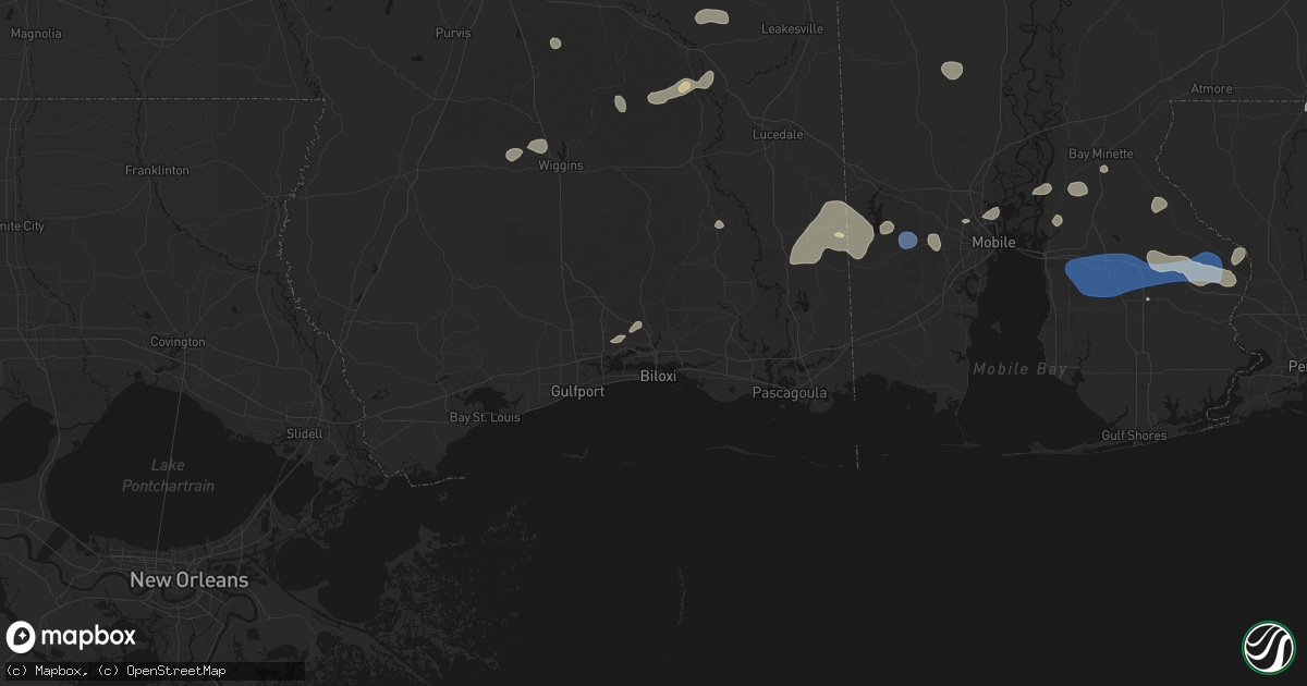 Hail map in Diberville, MS on August 20, 2026
