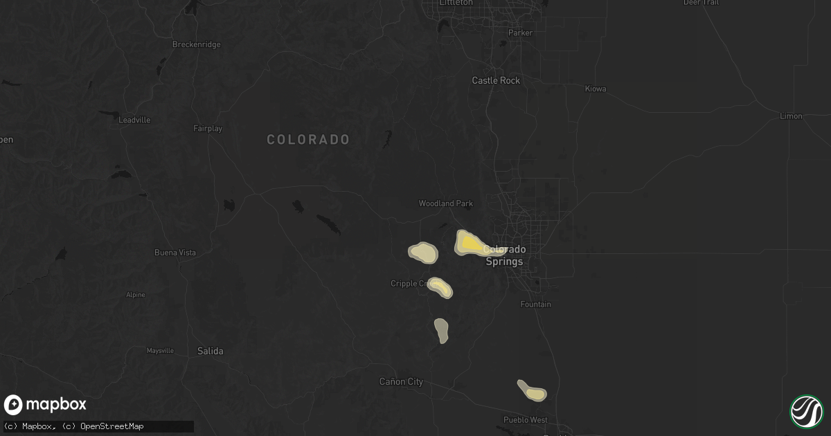 Hail map in Divide, CO on August 20, 2026