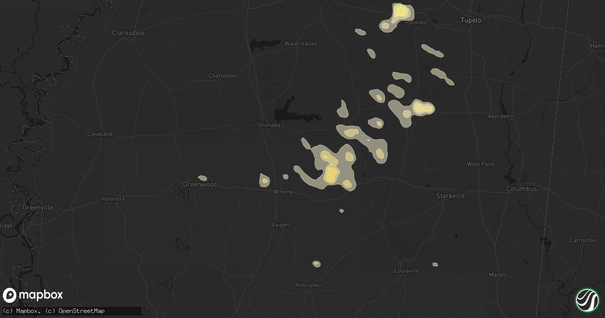 Hail map in Duck Hill, MS on August 20, 2026