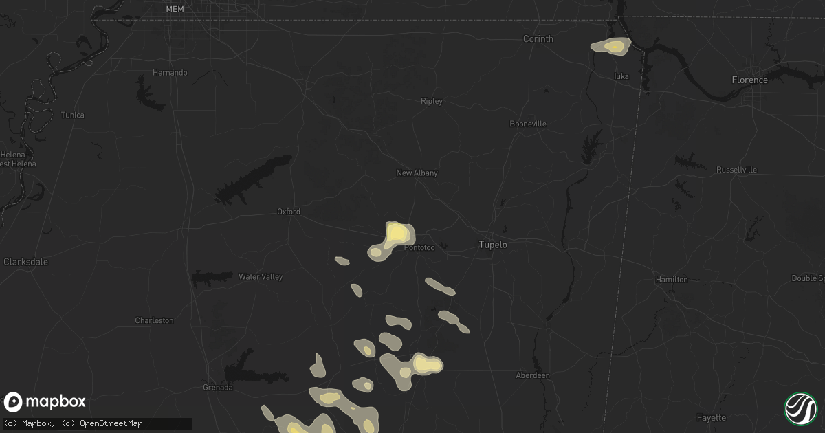 Hail map in Ecru, MS on August 20, 2026