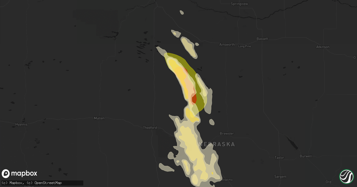 Hail map in Elsmere, NE on August 20, 2026