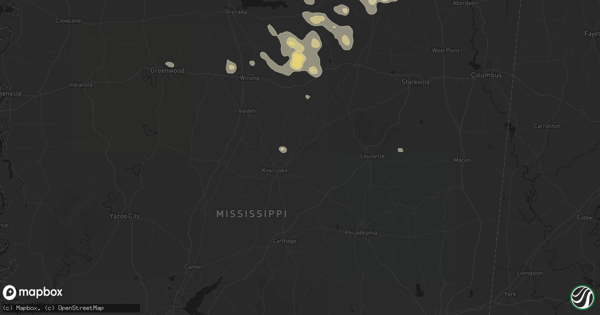 Hail map in Ethel, MS on August 20, 2026