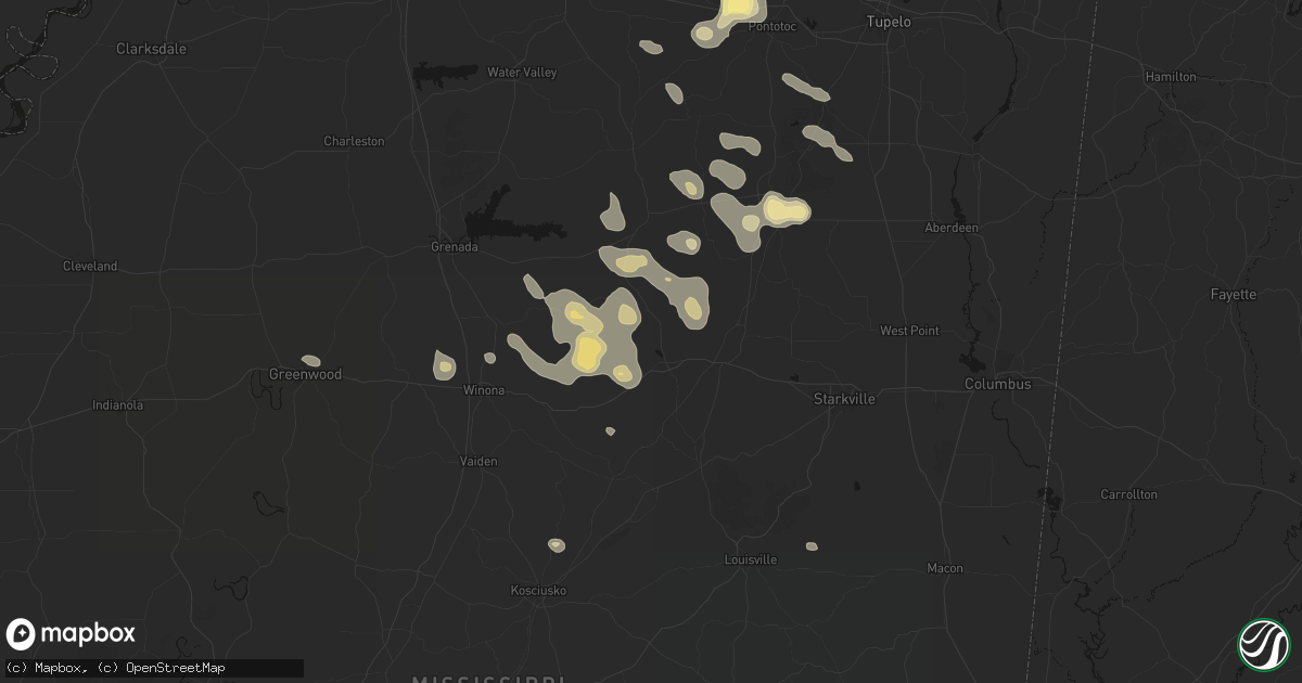 Hail map in Eupora, MS on August 20, 2026