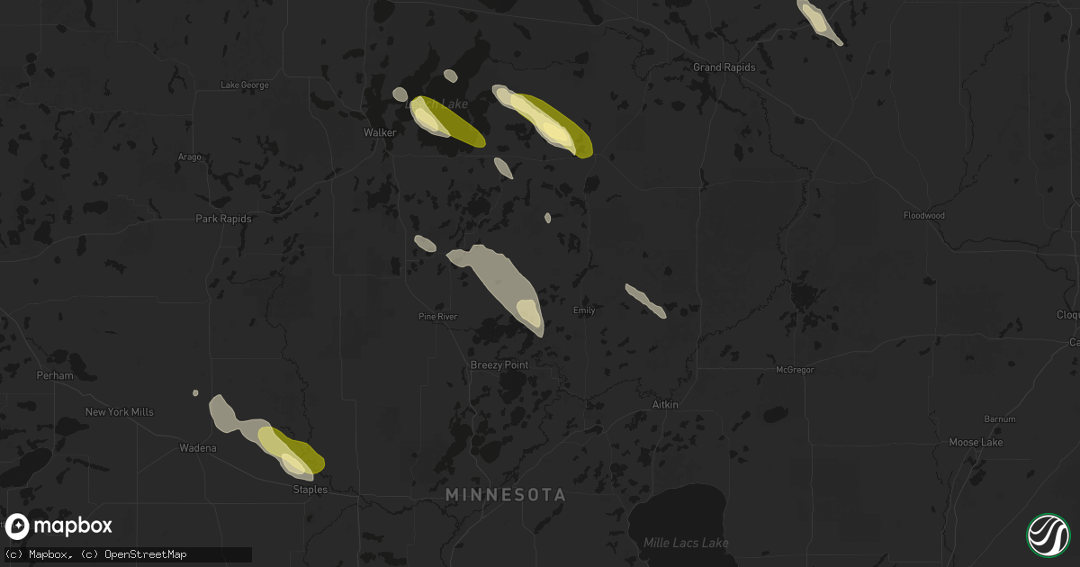 Hail map in Fifty Lakes, MN on August 20, 2026