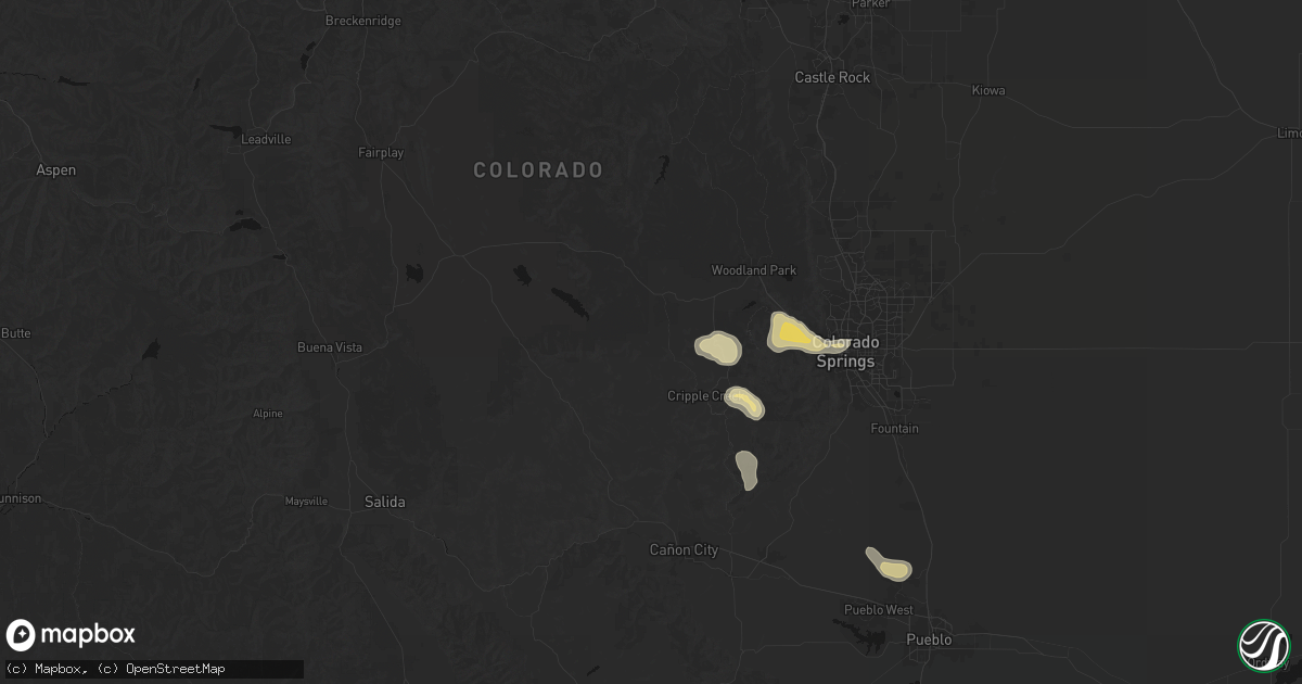 Hail map in Florissant, CO on August 20, 2026