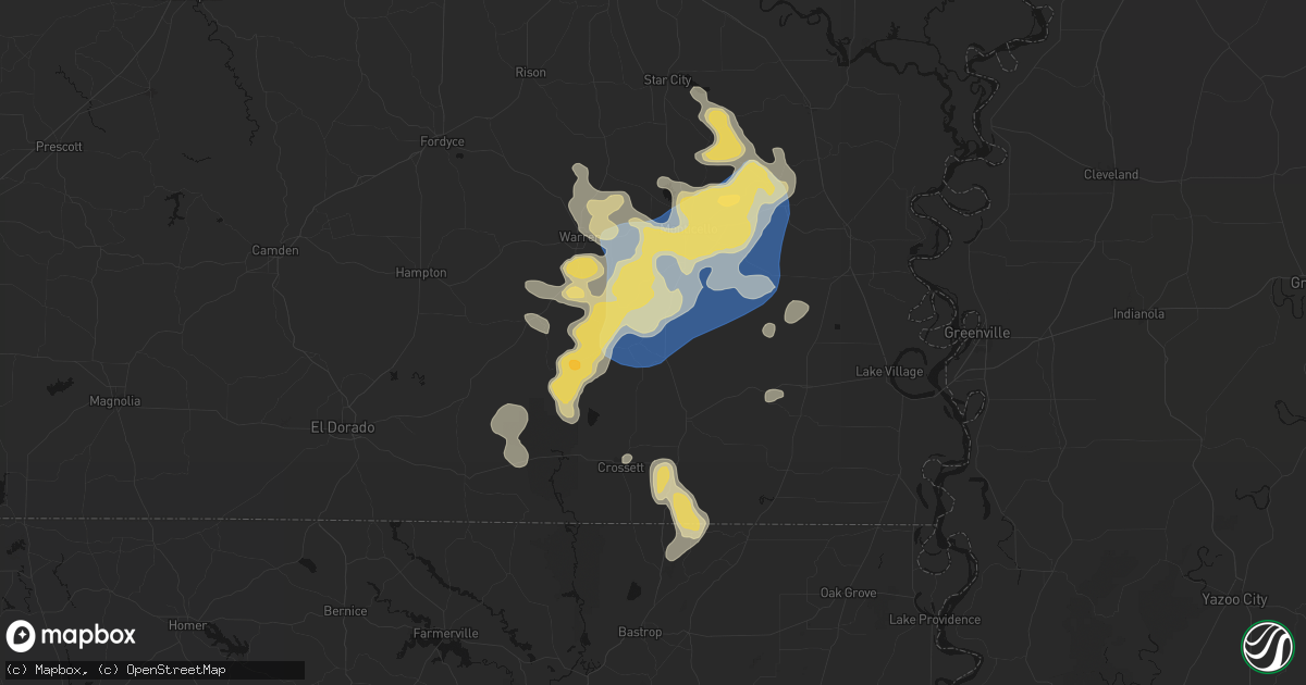 Hail map in Fountain Hill, AR on August 20, 2026