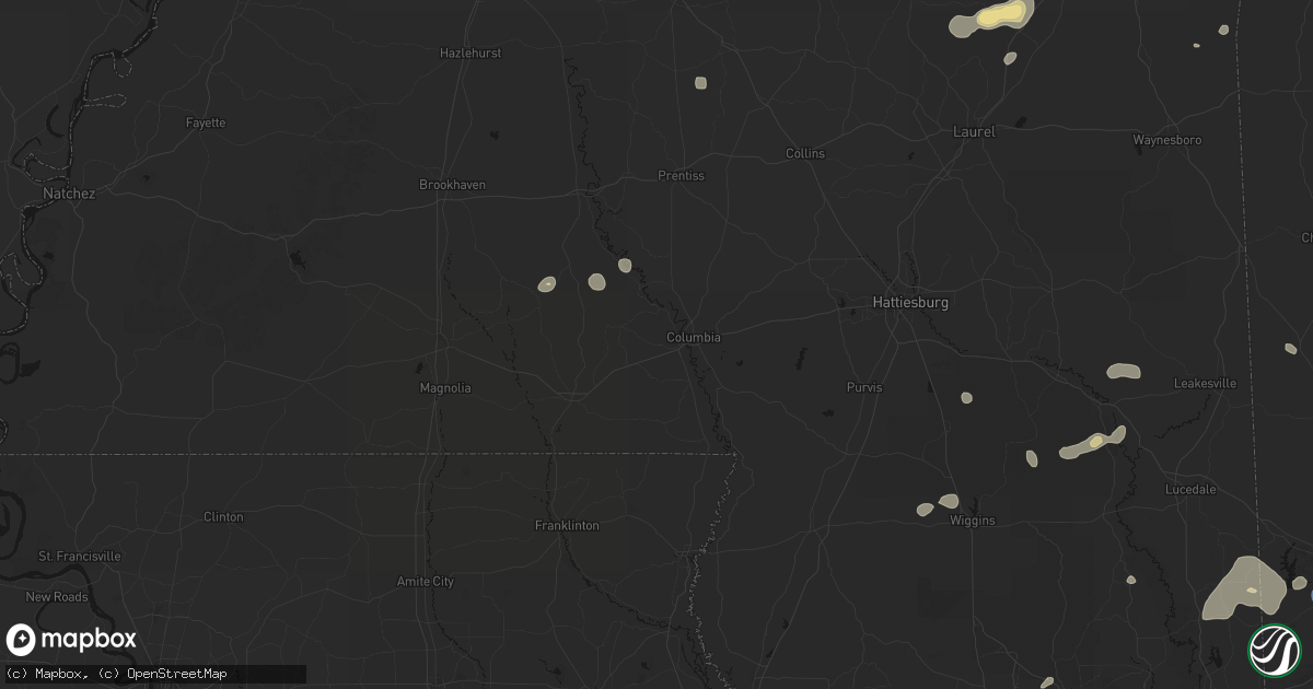 Hail map in Foxworth, MS on August 20, 2026