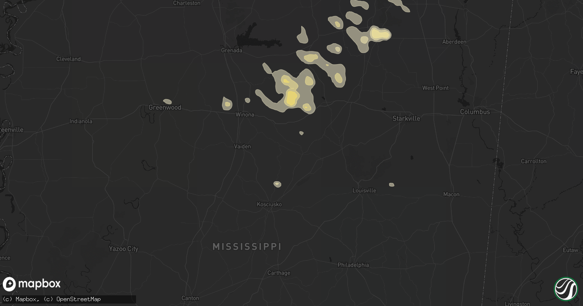 Hail map in French Camp, MS on August 20, 2026