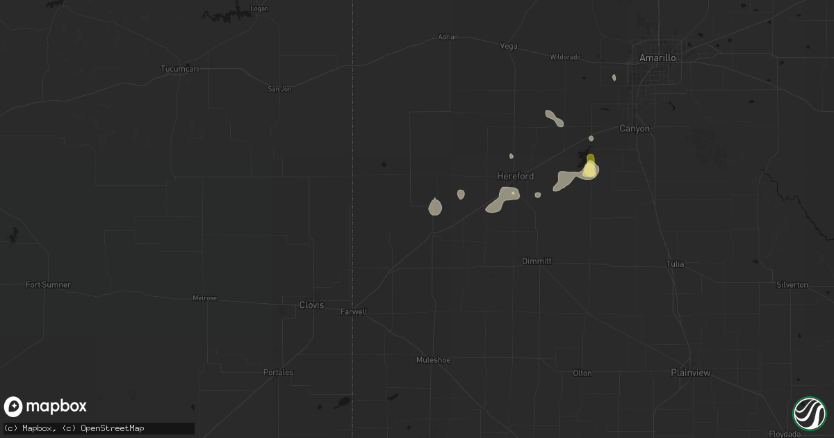 Hail map in Friona, TX on August 20, 2026