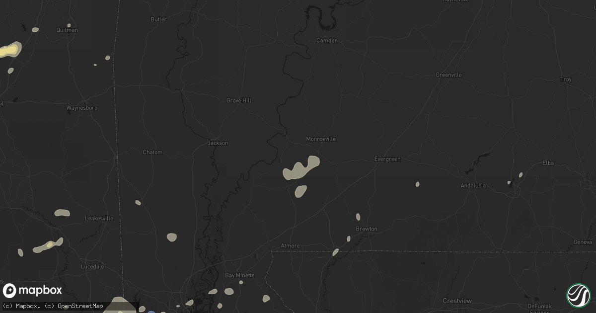 Hail map in Frisco City, AL on August 20, 2026