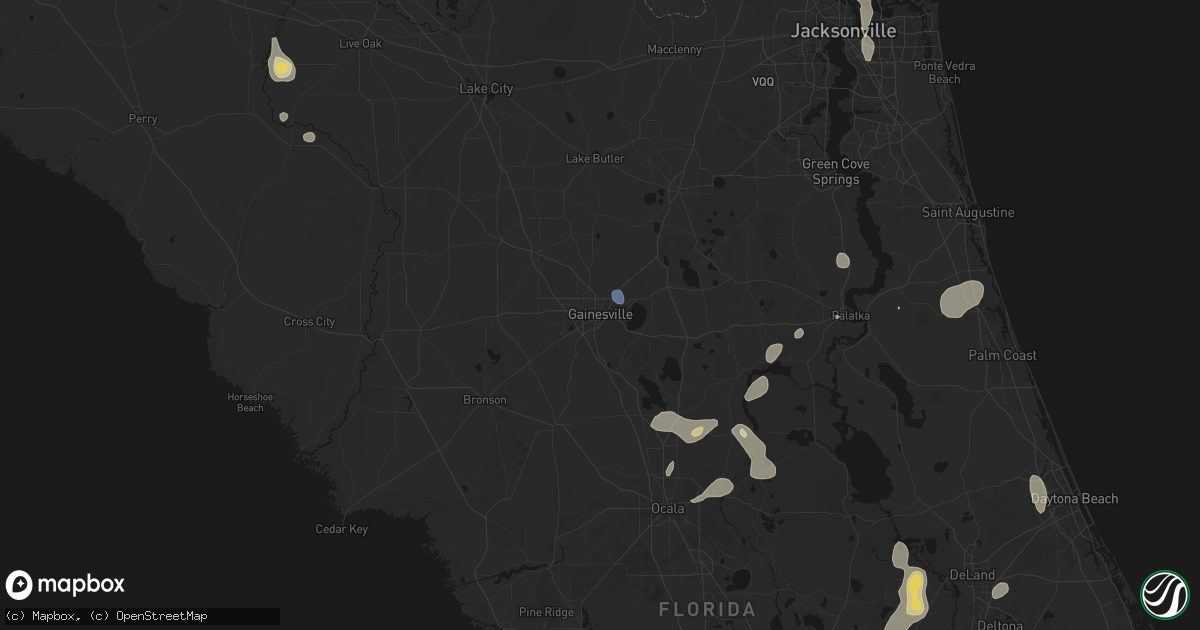 Hail map in Gainesville, FL on August 20, 2026