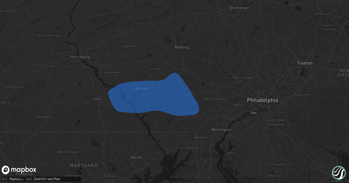 Hail map in Gap, PA on August 20, 2026