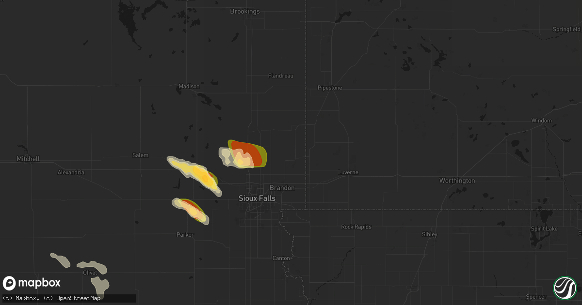 Hail map in Garretson, SD on August 20, 2026