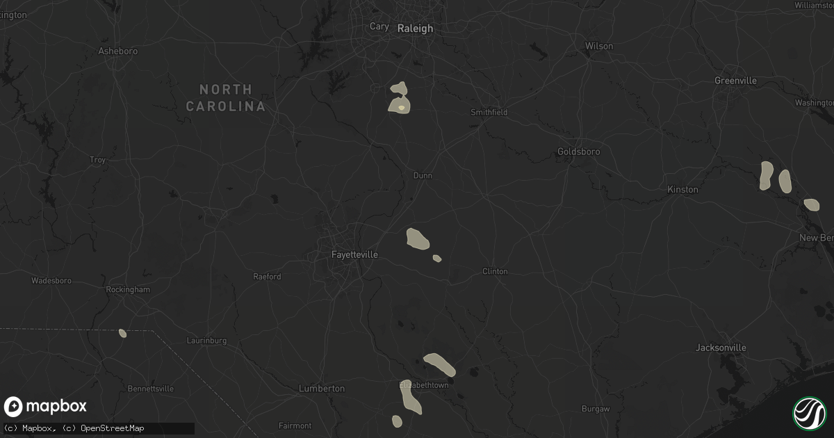 Hail map in Godwin, NC on August 20, 2026